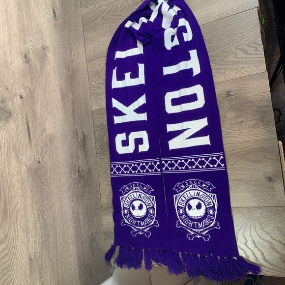 Disney Parks Jack Skellington Purple Fringe Knit Winter Unisex Adult Long Scarf - Picture 6 of 7